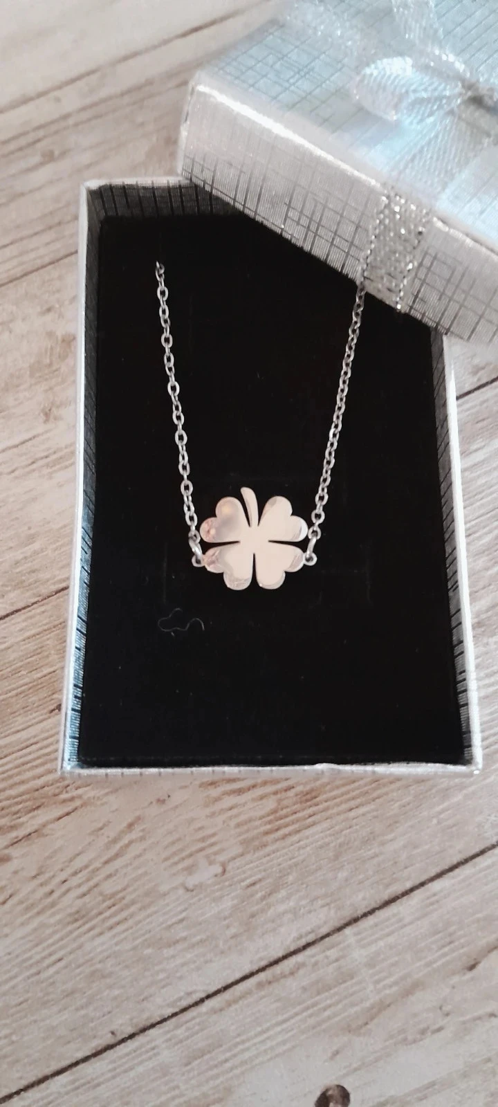 Collar de trébol de cuatro hojas plateado – photo 2